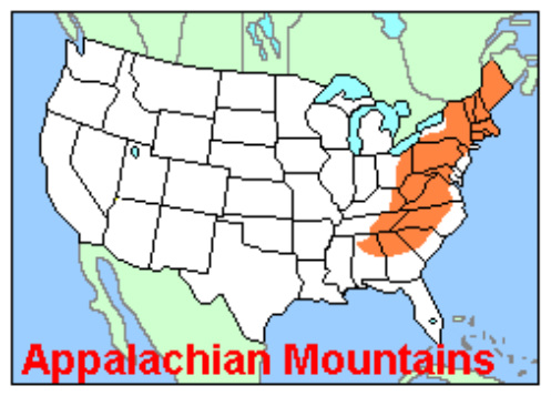 Appalachian Mountains Location On World Map - United States Map